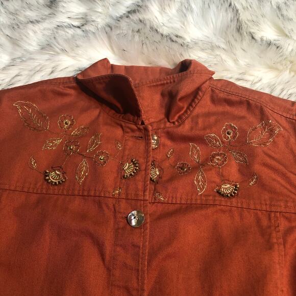Drapers & Damons Orange Long Sleeve Embroidered Autumn Fall Jacket XL - Picture 4 of 15